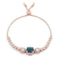 Adjustable Rose Gold Plated Graduated CZ Bolo Style Tennis Bracelet